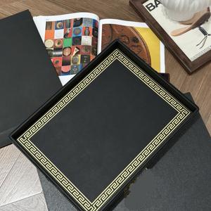 Bandeja de Té de Madera Negra Natural, Diseño Moderno y Minimalista, Duradera, Multifuncional, para Uso Doméstico, con Letras - Product Image 4