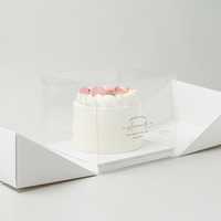 Emballage écologique pour gâteau, 10 pièces, en plastique, avec fenêtre, logo personnalisé, blanc, feuille transparente, 12x12x6