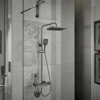 Mitigeur de douche mural numérique en laiton avec barre coulissante, touches piano, jet pluie, finition brossée pour hôtels et villas