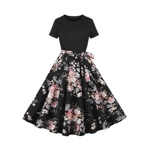 2025 stile americano retrò Maxey <span class=keywords><strong>abbigliamento</strong></span> da <span class=keywords><strong>donna</strong></span> stampato In stile <span class=keywords><strong>etnico</strong></span> transfrontaliero elegante Splicing Design In-Stock - Product Image 2