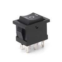 Interrupteur à bascule KCD1 6 broches DPDT marche-arrêt-marche 10A 125V à montage sur panneau, connexion rapide 2,8 mm, 15x21 mm, noir, certifié ROHS