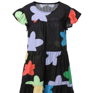2021 <span class=keywords><strong>vestidos</strong></span> de mujer de verano de estilo caliente con cuello redondo de vacaciones dulces, pétalos de una línea estampados y mangas largas - Product Image 6