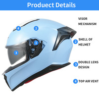 Casque de moto intégral certifié MY ABS ECE 22.06, visière transparente mate, coque rouge, doublure intérieure noire, anti-impact