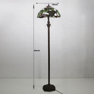 LongHuiJing 16 Inch Tiffany Floor Lamp with Double Pull Chain Tiffany Style Shade Grapes Home Table Lamp Stained Glass Lamp - Product Image 2