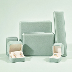 Zebopak Sage Green Velvet <b>Earring</b> <b>Box</b> Set with Ring Necklace Bracelet Storage Case Small Jewelry Boxes Bulk Manufacturer - Product Image 1