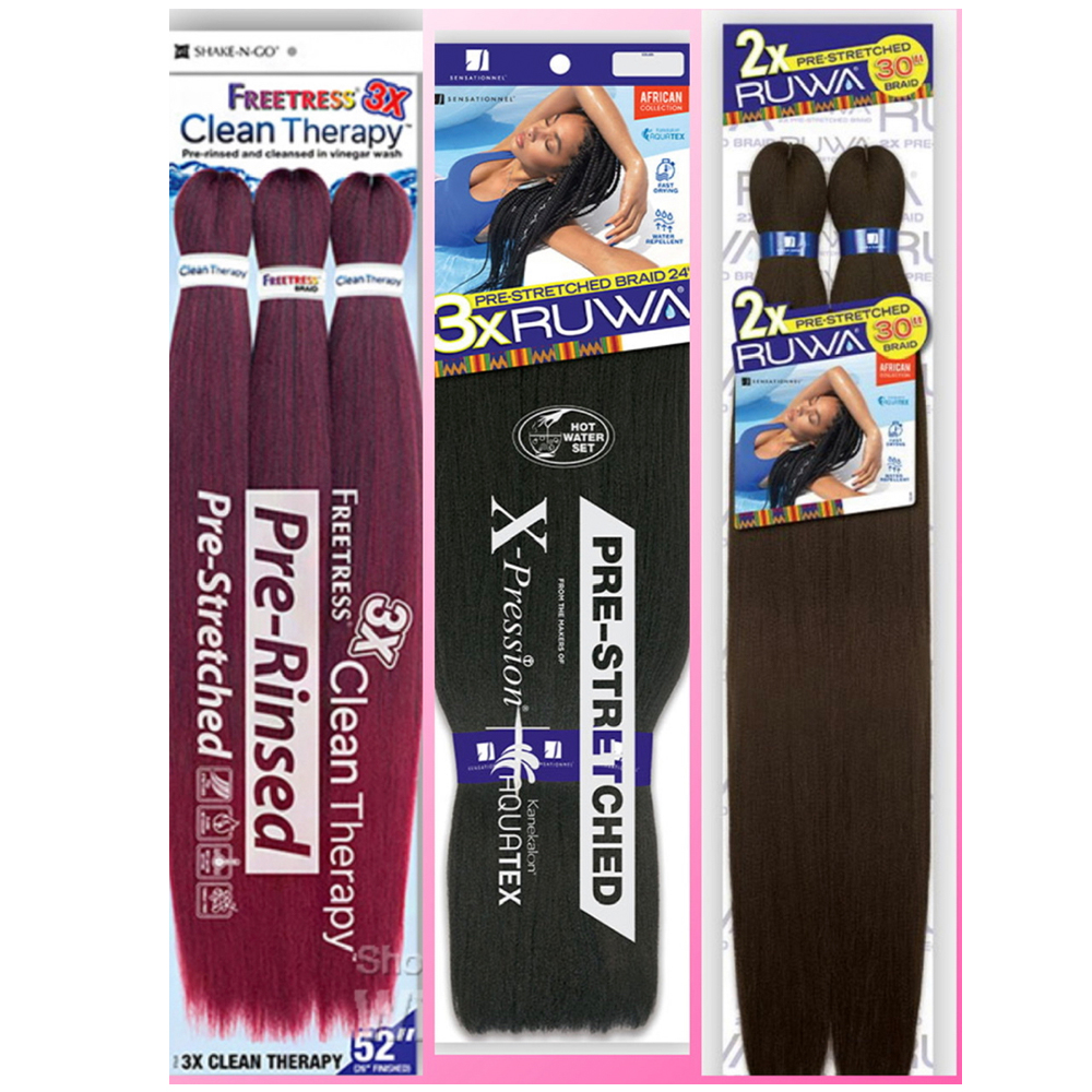 1/2/ 3x expression ruwa pre stretched braiding hair kanekelons wholesale in bulk ruwa