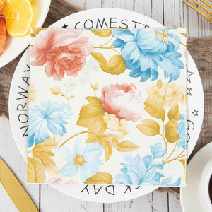 Pastoral Tarz Baskılı Kağıt Peçeteler, Avrupa Temalı Parti ve Etkinlikler için Çiçek Desenli Dekoratif Tek Kullanımlık Peçeteler, Toptan Satış - Product Image 1
