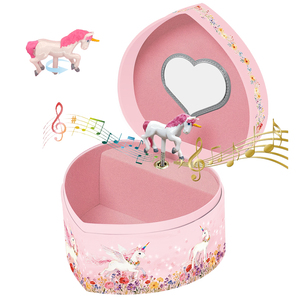 Boîte à musique Jakos Princesse Licorne Cœur Petite Fille Poupée Tournante Décoration Maison Cadeau Mécanisme de Rangement Plastique MDF à Remonter - Product Image 1