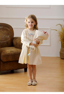 2025 alla moda vestito blu Navy da ragazza estate arcobaleno barca a vela ricamata maniche volanti all'ingrosso al ginocchio <span class=keywords><strong>abbigliamento</strong></span> per bambini vendita calda - Product Image 4