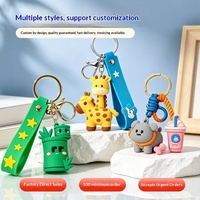 Maßgefertigter Weichgummi 3D-Figur Schlüsselanhänger mit Kaninchen/Orangen/Eiscreme-Design und Logo, Kreative Cartoon-Puppe Actionfigur