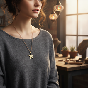 สร้อยคอรูปดาวสีโรสโกลด์14K พร้อมจี้รูปกาแล็กซีเพทายเครื่องประดับชั้นดีสไตล์พังก์ทำด้วยมือสำหรับผู้หญิงในตุรกี - Product Image 3