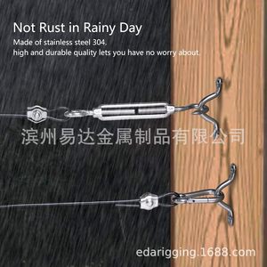 Eda <b>String</b> Light Hanging Kit 5mm <b>Black</b> Vinyl Coated Rope Outdoor Drying Rope Set With Hooks And Screws - Product Image 2