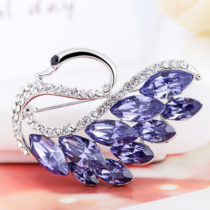 秋冬新作シルバー合金白鳥ブローチファッションダイヤモンドスカーフバックル白鳥ラインストーンブローチ - Product Image 4