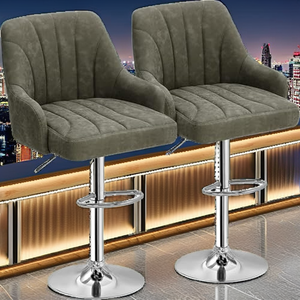 Luxury Modern Durable Commercial Counter <b>Bar</b> <b>Stool</b> <b>Adjustable</b> Swivel Chair Upholstered Seat Curved Back Outdoor Hotel Hospital - Product Image 2