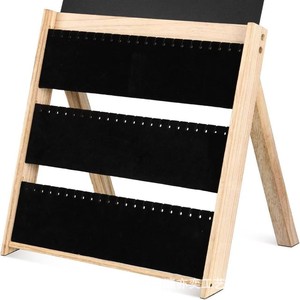 Wooden Three Tier Jewelry Display Rack Solid Wood <b>Desktop</b> Stand For Pendant Bracelet Earring Storage Organizer <b>Shelf</b> - Product Image 5