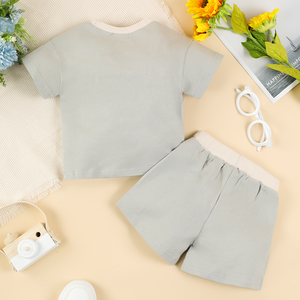 Ensembles de t-shirts à col rond en coton doux et respirant pour bébés garçons 2pcs avec haut et <span class=keywords><strong>short</strong></span> - Product Image 3