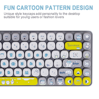 Nouveau clavier sans fil USB 2.4G à membrane 84 touches, taille 75%, motif dessin animé mignon, coloré et portable