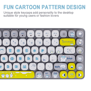 Dễ Thương Phim Hoạt Hình Kích Thước 75% 84-Key Màng 2.4G Bàn Phím Không Dây Đầy Màu Sắc Bàn Phím Di Động - Product Image 6