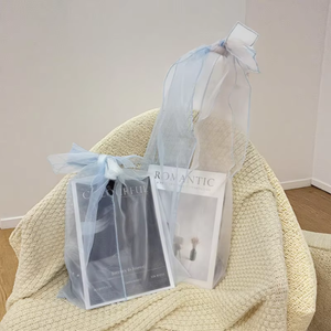 Sac fourre-tout en organza bicolore noué aux épaules, sac de shopping résistant et transparent, sac de mode personnalisé pour femmes, idéal pour cadeaux, vêtements et cosmétiques - Product Image 1