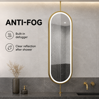 Miroir de salle de bain ovale LED Bluetooth, éclairage frontal, intensité réglable, anti-buée, 3 couleurs Bluetooth, pour la salle de bain et le salon