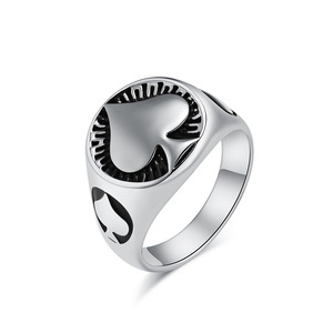 Men's Spade <b>Titanium</b> Steel <b>Ring</b> Gold <b>Black</b> Silver Punk Style Fashion Jewelry Size 7 8 9 10 11 12 13 - Product Image 5
