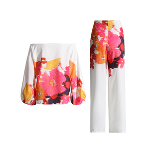 Ensembles Décontractés à Imprimé TWOTWINSTYLE, Hauts <span class=keywords><strong>Chic</strong></span> et Pantalons Amples Taille Haute pour Femme - Product Image 2