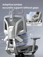 Chaise de bureau ergonomique à dossier flottant 3 zones en maille grise, haute confort, pour longues heures de travail, jeux et utilisation à domicile sur ordinateur