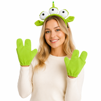 Accessoire de costume de cosplay d'alien pour Halloween, bandeau à oreilles vertes, forme de chauve-souris en peluche, plastique, unisexe, 23 cm