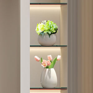 समकालीन आधुनिक गोल सिरेमिक मिट्टी के बरतन सादे सफेद डिजाइन के लिए सरल सफेद डिजाइन उपयुक्त घर का उपयोग शीर्ष तालिका वेस - Product Image 2