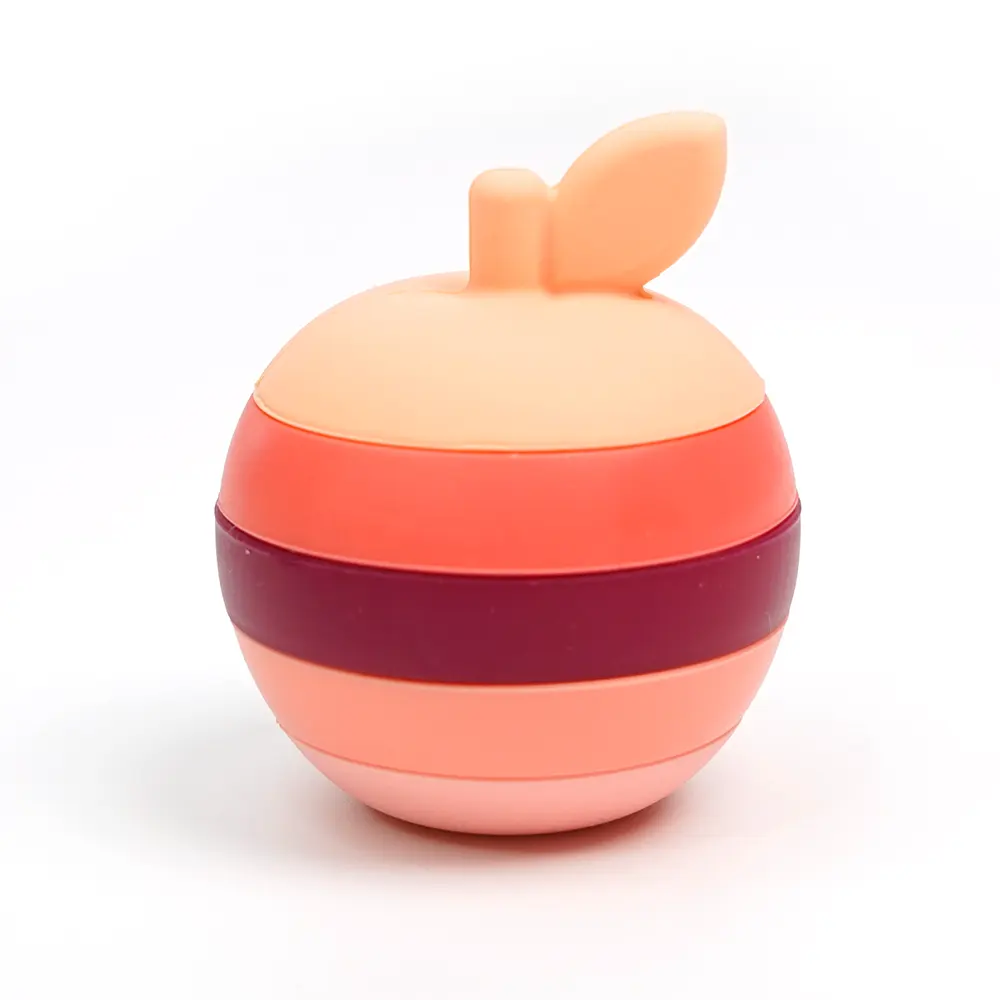 교육 장난감 식품 학년 실리콘 아기 부드러운 장난감 사과 모양 다채로운 teether 스택
