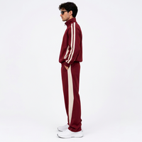 Ensemble de survêtement deux pièces léger pour homme, personnalisé en usine OEM, en polyester et coton, avec veste zippée patchwork et pantalon de jogging