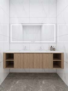 Modern Plywood <b>Bathroom</b> Cabinet with LED <b>Mirror</b> Ceramic Basin Water Resistant - Product Image 5