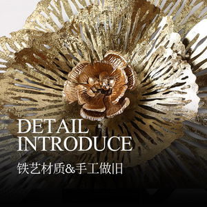 Décoration <span class=keywords><strong>Murale</strong></span> Métallique 3D Luxe Léger, Art Déco <span class=keywords><strong>en</strong></span> <span class=keywords><strong>Fer</strong></span> Naturel pour Salon et Maison, Design Suspendu - Product Image 2