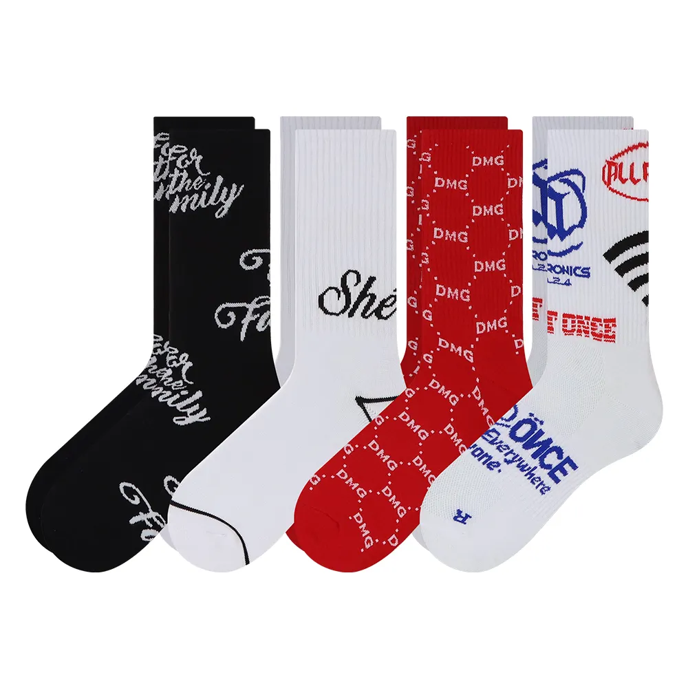 OEM Custom Logo Design modello calzino personalizzato il tuo uomo tubo Sox cotone personalizzato equipaggio calzini