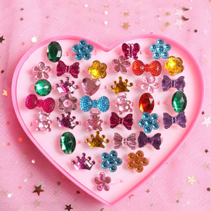 Papillon Anneaux Ensemble Enfants Résine Dessin Animé Pierre Précieuse Anneau pour Petite <span class=keywords><strong>Fille</strong></span> En Plastique Anneau Ensemble Bracelet Boîte - Product Image 6