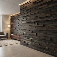 Décoration murale Revêtement en bois Design Mur en bois vieilli Panneaux muraux en bois noir 3D foncé