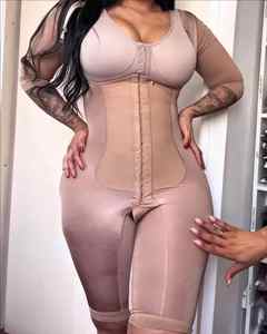 Fajas Colombianas Body Shaper con mangas <span class=keywords><strong>de</strong></span> longitud media Pecho abierto Contraste Insertar Control <span class=keywords><strong>de</strong></span> barriga - Product Image 2