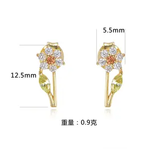 S925 Sterling Silver Sen Cảm Giác Ngọt Ngào Siêu Cổ Tích Zircon Hoa Tai Cho Cô Gái 2023 Quà Tặng Bông Tai Phụ Kiện