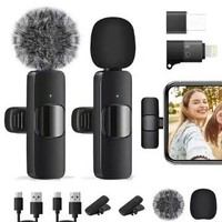 Microphone Lavalier Sans Fil Double Omnidirectionnel Anti-Bruit avec Connecteur Type-C, Réponse en Fréquence 60Hz-15KHz pour Utilisation Extérieure