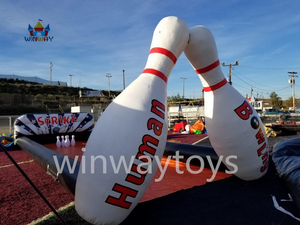 Gran bola de bolos humana inflable al aire libre, juegos deportivos de tiro, construcción de equipos, bolos de 2 carriles para alquiler de fiestas y diversión - Product Image 1