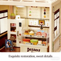 Kit de construction DIY Mini Café & Pâtisserie avec lumières LED, en plastique, échelle 1:24, façade de magasin commercial, jouet éducatif pour enfants et amateurs