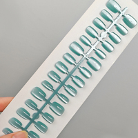 30 faux ongles en forme d'œil de chat, courts, carrés, couleur unie, à presser, fournisseur de faux ongles XS/S/M, ongles artificiels pour un usage quotidien