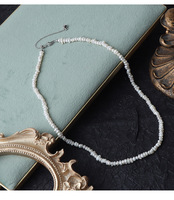 Collier de perles plates irrégulières d'eau douce naturelles blanches de 3-4 mm, chaîne de clavicule polyvalente avec fermoir en argent sterling 925, sans noyau