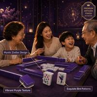 Ensemble de Mahjong Américain de Luxe Personnalisé sur Mesure 160 Pièces 32mm Acrylique 4 Couches avec Jokers et Fleurs, Dos Violet, Face Verte, pour le Divertissement