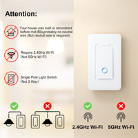 Interruptor de luz de pared Wifi inteligente de EE. UU. Aplicación y control de voz con configuración de tiempo Interruptor de PC de un solo polo 10A Red NFC