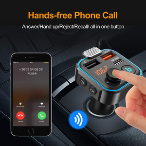 Chargeur de <span class=keywords><strong>voiture</strong></span> P5 BT5.0 <span class=keywords><strong>avec</strong></span> appels mains libres, double prise USB QC3.0 à charge rapide, lecteur MP3 et transmetteur FM <span class=keywords><strong>avec</strong></span> écran - Product Image 3