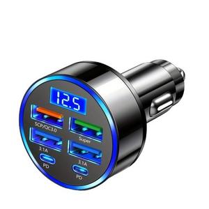 Yeni ürünler 2025 süper hızlı şarj Led ekran 6 in 1 araba şarjı adaptörü 5V/3A seyahat şarj araç adaptörü Led ekran ile - Product Image 1
