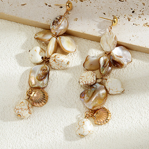 2025 bijoux de mode Design Unique argent aiguille plaqué or <span class=keywords><strong>boucles</strong></span> <span class=keywords><strong>d</strong></span>'<span class=keywords><strong>oreilles</strong></span> bleu mer coquille <span class=keywords><strong>boucles</strong></span> <span class=keywords><strong>d</strong></span>'<span class=keywords><strong>oreilles</strong></span> Boho pour petites filles cadeau - Product Image 4