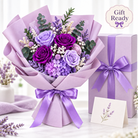 Bouquet de roses éternelles préservées, longue durée (3-5 ans), cadeau floral pour la Fête des Mères, le Nouvel An, la Saint-Valentin - Vente en gros