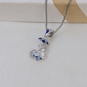 Pendentif en argent S925, papillon baroque, fleur, avec époxy, accessoire de base vide pour femmes, modèle 1936, pendentifs et breloques tendance - Product Image 3